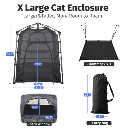 Catio Outdoor Cat Enclosure Pop up Cat Tower Tent (XL Square / XLarge, 32" x 32" x 35"H)