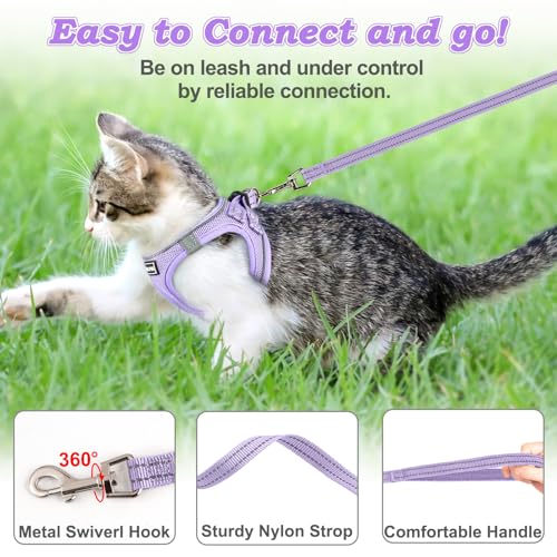 Cat Harness and Leash for Walking Escape Proof (S / Purple)