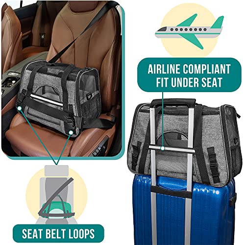 Airline Approved Pet Carrier for Cats Small Dogs (Heather Gray / 19.5"L x 10.2"W x 12.0"H)