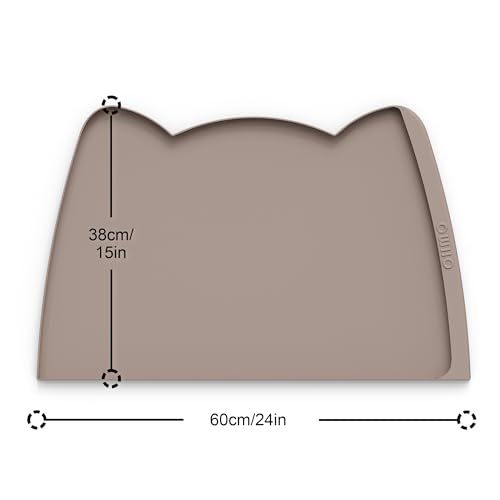 Large Dog Food Mat (24"L x 15"W / Beige)