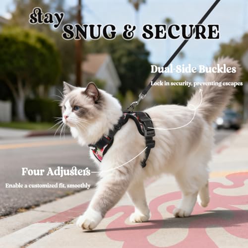 Cat Harness and Leash Set (M / Berry Pounce)