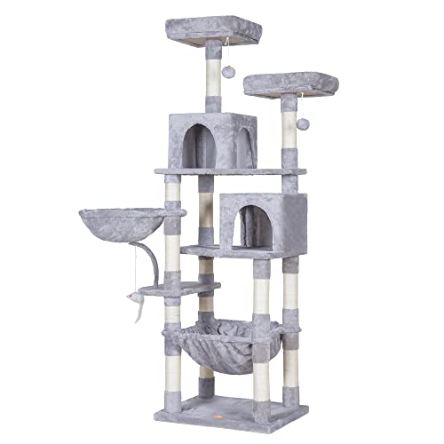 Cat Tree 70 inches Tall Cat Tower for Indoor Large Cats HCT032W (Light Gray / 70.08 inch)
