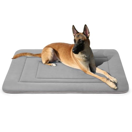 Dog Bed Soft Dog Crate Bed Pad Mat (42.0"L x 28.0"W x 1.2"Th / Clay Gray)
