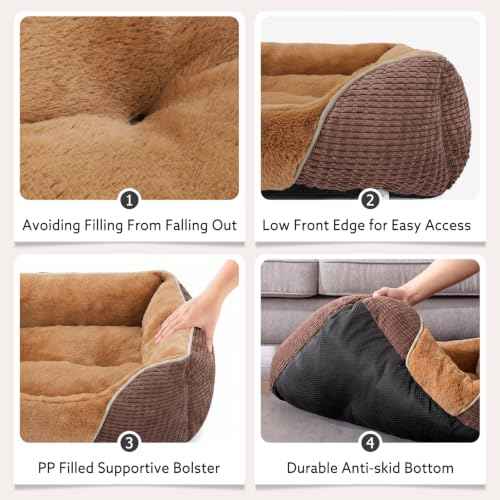 Dog Beds for Large Dogs (Caramel Brown / XL(35’’x 25’’x 9’'))