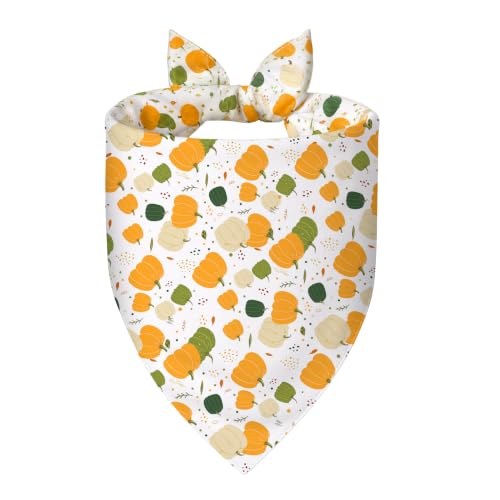 Fall Pumpkin Dog Bandana for Medium Dogs (Fall-White/Stripe (2-Side) / Large)