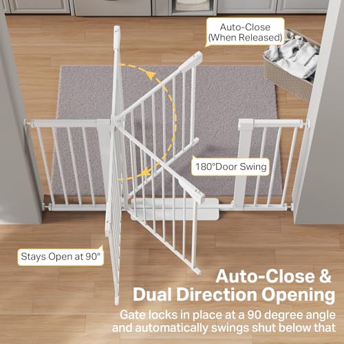 29.7 51.5 in Extra Wide Baby Gate for Stairs (White / 29.7-51.5"W x 30.5"H)