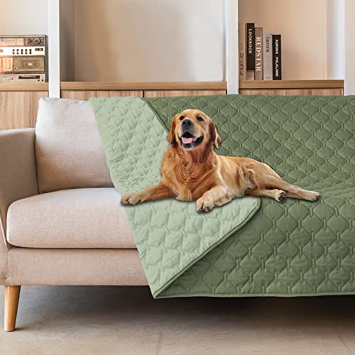 Waterproof Pet Blanket for Bed (52x82 Inch (Pack of 1) / Dark Green/Light Green)