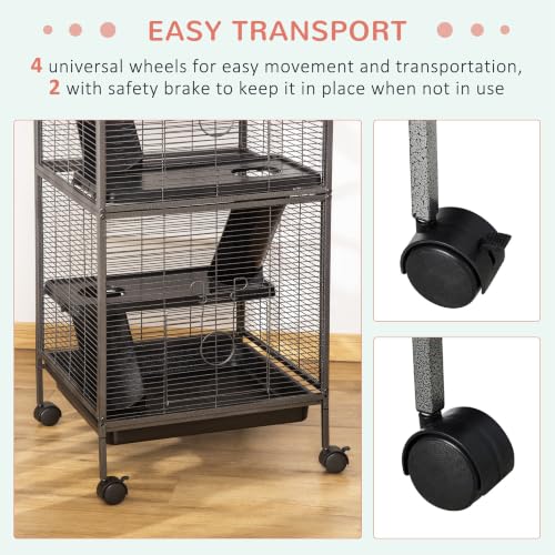 Metal Small Animal Cage (20.5"L x 20.5"W x 44.8"H / Grey)