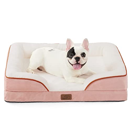 Orthopedic Dog Bed Medium Size Dogs (Pink / 28"l X 23"w X 6.5"th)