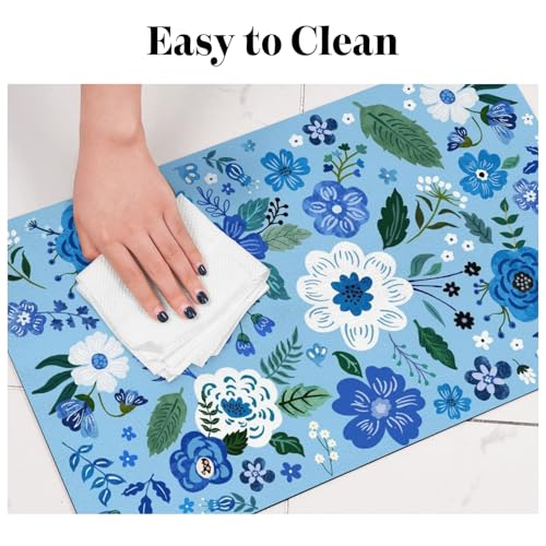 Dog Food Mats for Floors (Blue / 24"L x 16"W)