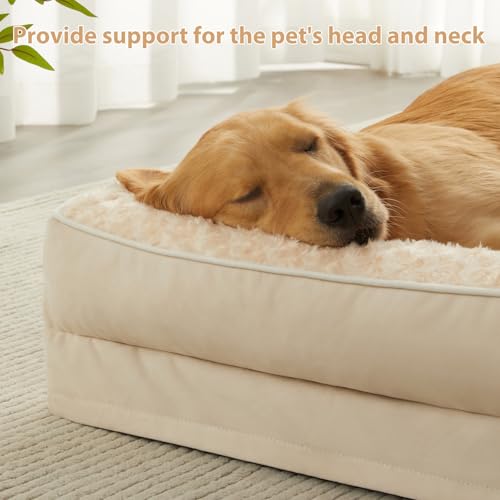 Orthopedic Washable Dog Bed (Beige / 54.0"l x 36.0"w x 7.5"th)