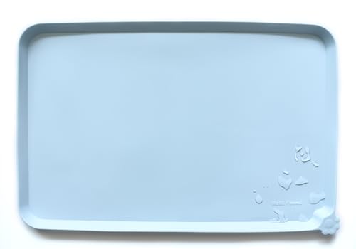 L Silicone Non Slip Pet Dog Cat Bowl Mats (22" x 14" / Frost)