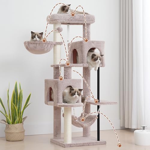 Cat Tree Tower with Sturdy Steel Tube for Indoor Cats GCT014MU (51.2 inches / Muchroom)