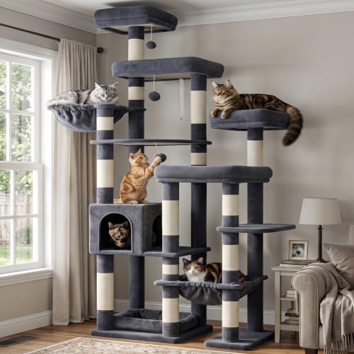 Cat Tree Tower (Smoky Gray / 72.8 Inches)