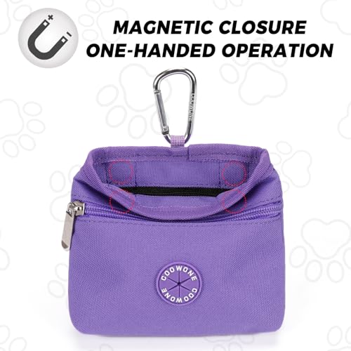 Dog Treat Pouch with Pet Training Clicker (Purple)
