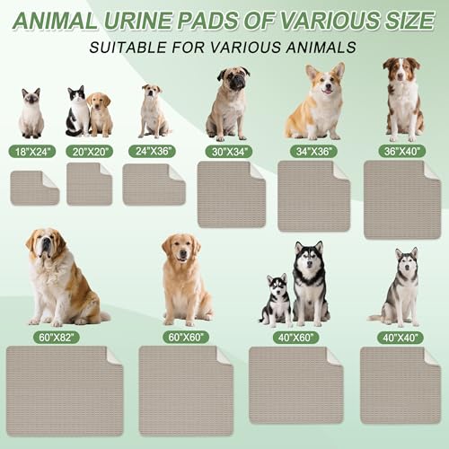 Washable Pee Pads for Dogs Puppy Pad (Brown / 36"x40"(Pack of 2))