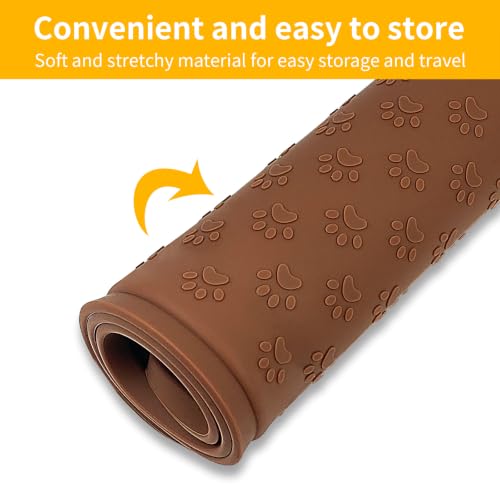 2 Pack Pet Placemat for Dog and Cat (11.8"L x 11.8"W - 2 Pack / Brown)