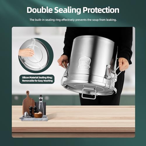5.5Gal 304 Stainless Steel Airtight Container with Lid and Locking Clamp (21L)