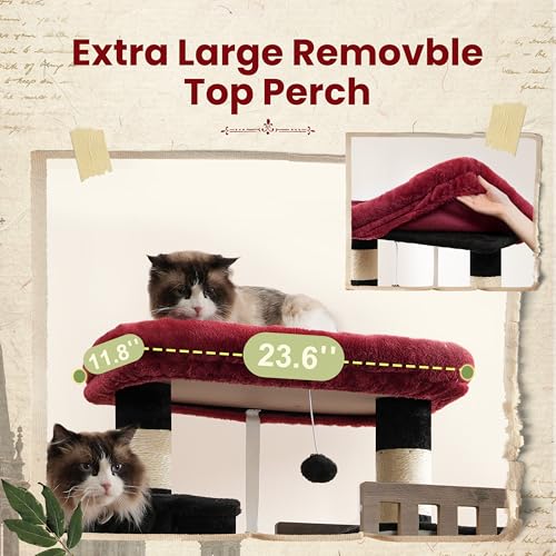 Maine Coon Cat Tree (68.5 inches / Black and red)