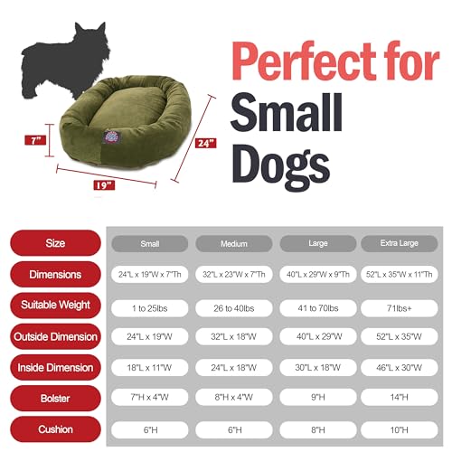Villa 24 Inch Shredded Memory Foam Dog Bed for Small Sized Dog 24x19x7 Inch (Fern)