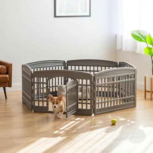 24" Dog Playpen (6 Panel - 24" H / Gray)