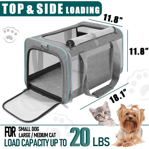 Large Cat Carrier Soft (Grey / 18.1"L x 11.8"W x 11.8"H)