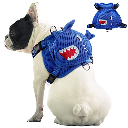 Dog Backpack Harness (Blue Shark / 4.7"L x 3.9"W x 2.2"H)
