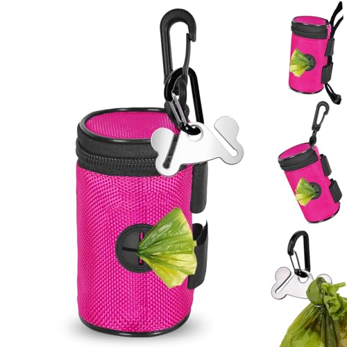 Dog Poop Bag Dispenser Holder Soft Waste Bags Roll Holders Clip Round Pink (1 Count (Pack of 1) / Pink)