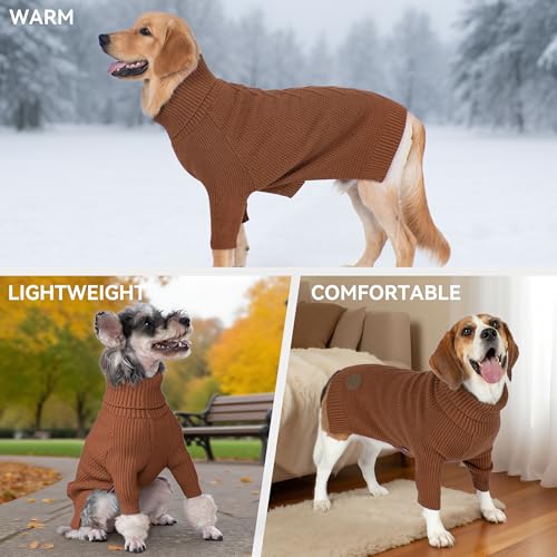 Dog Sweater Long Sleeve Warm Sweaters for Small Dogs Boy Girl Cats (Brown / Small)
