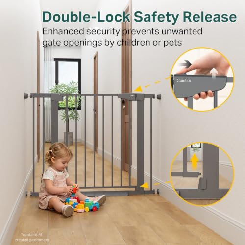 30 40.6 in Baby Gate for Stairs and Doorways (Cool Gray / 30-40.6"W x 30.5"H)