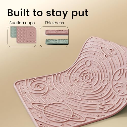 Lick Mat for Dogs&Cats (Sage Green&Coral / 9.8"L x 5.9"W)