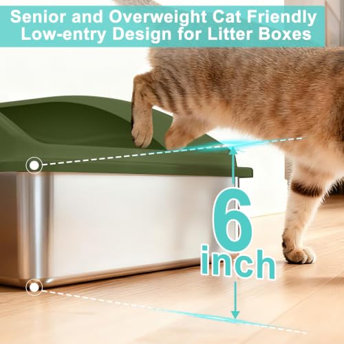 Stainless Steel Litter Box Extra Large for Big Cats and Multi (Olive Green / XXX-Large)