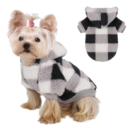 Dog Sweaters for Small Dogs (XX-Small (Chest 10 in) / Black Grid)