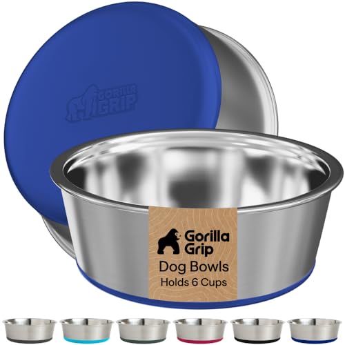 Dog Bowls Food Grade Stainless Steel (Royal Blue / 6 Cup (Set of 2))