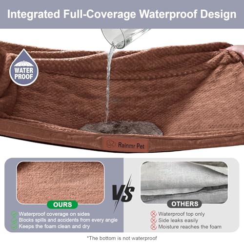 Waterproof Dog Bed for Small Dogs (Fluffy Style-Brown / S(30"x20"x3"))