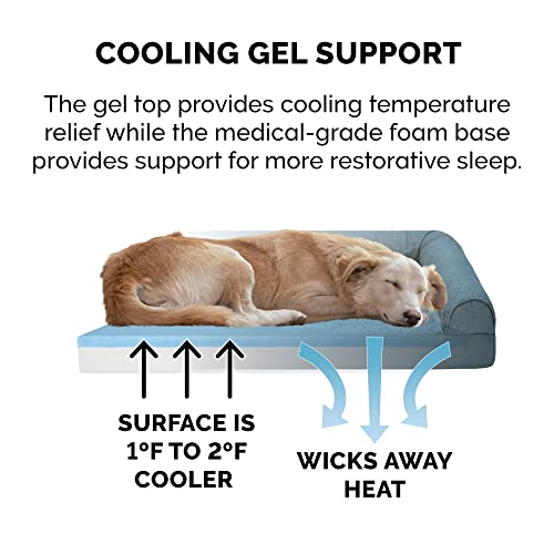 Cooling Gel Dog Bed for Large Dogs w (Jumbo / (Quilted Paw) Bluestone)