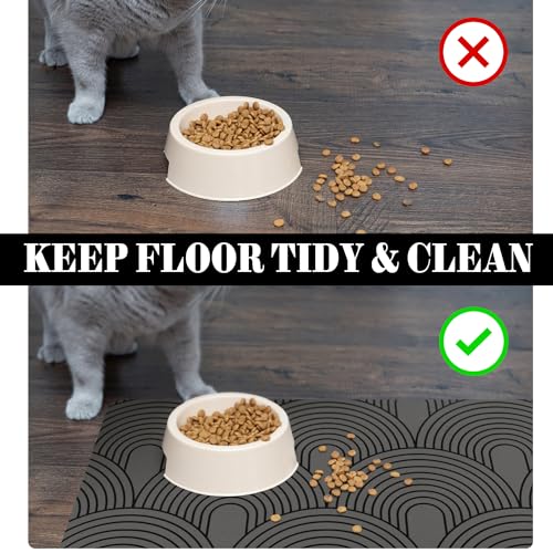 Dog Food Mats for Floors Absorbent (M(16"×24") / 01-Dark Grey)