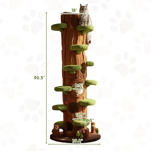 90.5 Inch Luxury Cat Tree with Scratching Post (90.5" / Green)