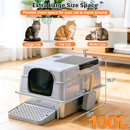Stainless Steel Litter Box with Lid XXXXL (XXXL-lid-15.7"H)