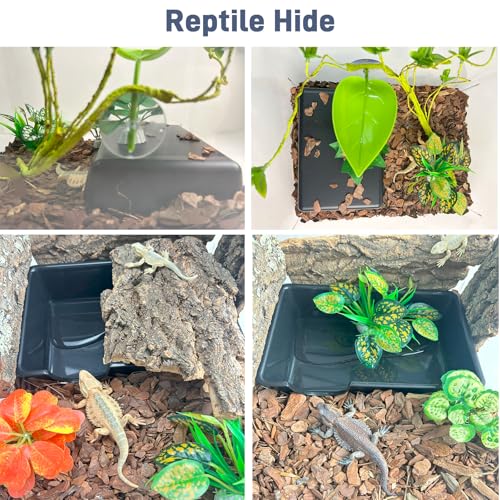 2 Pcs Humid Hideout Cave for Reptiles (Black / Large (2 Count))