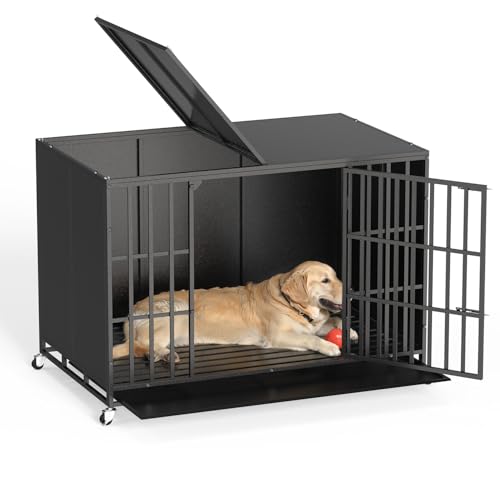 48 inch Heavy Duty Indestructible Dog Crate (47.2"L x 30.7"W x 34.6"H / Black)