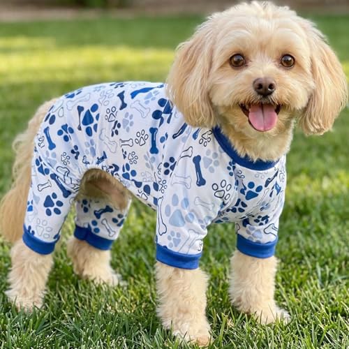 Dog Pajamas Onesie (03 Blue / M (6-10 lb) Chest: 15.8")