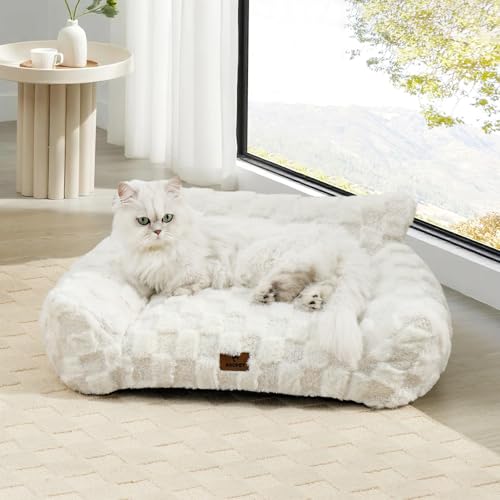 Cat Bed Cats Couch for Puppy and Kitten (White / 26x20x10")