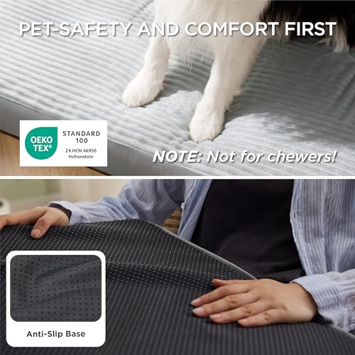 ComfyFleece XL Dog Bed for Crate with Washable Cover (41x27x3.3 / Pastel Grey)