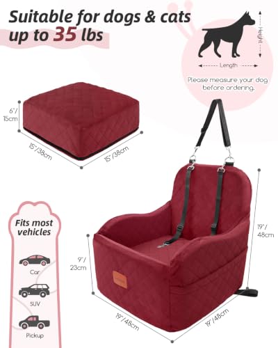 Dog Car Seat for Small (Red / Medium)