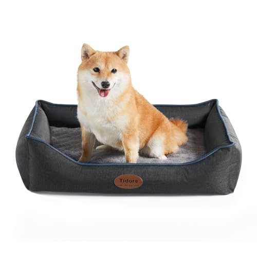 Orthopedic Dog Beds for Small Dogs (26.4"L x 21.7"W x 6.2"Th / Dark Grey)
