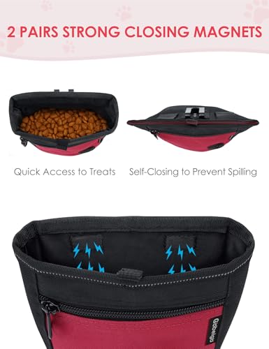 2 Cup Dog Treat Pouch with Training Clicker (G-Black/Red)