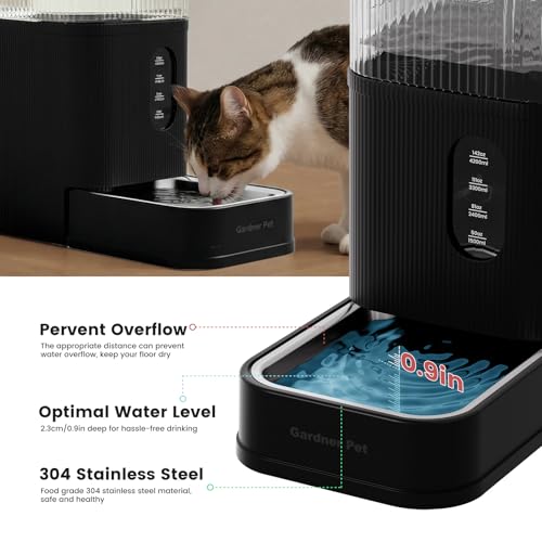 2.9 Gallon Automatic Dog Water Dispenser with Stainless Steel Bowl (Black / 2.9 Gallon)