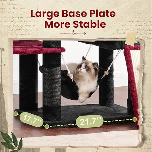 Cat Tree 71'' Tower for Large Cat with Scratching Post (71 inches / Black and Red)