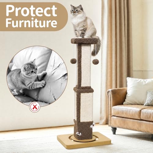 33.8" Tall Sisal Vertical Cat Scratching Post for Indoor